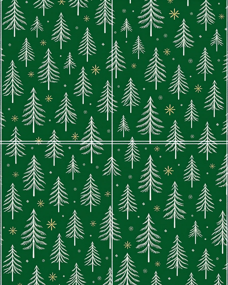 Forest Green Pine Tree Snowflakes Rug