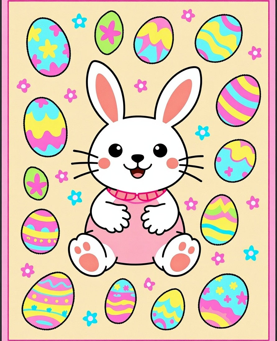 Cute Easter Bunny Egg Collage Rug