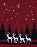 Crimson Winter Forest Reindeer Stars Rug