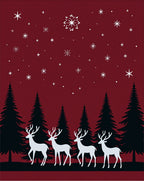 Crimson Winter Forest Reindeer Stars Rug
