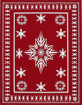 Crimson White Starburst Snowflake Medallion Rug