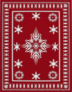 Crimson White Starburst Snowflake Medallion Rug