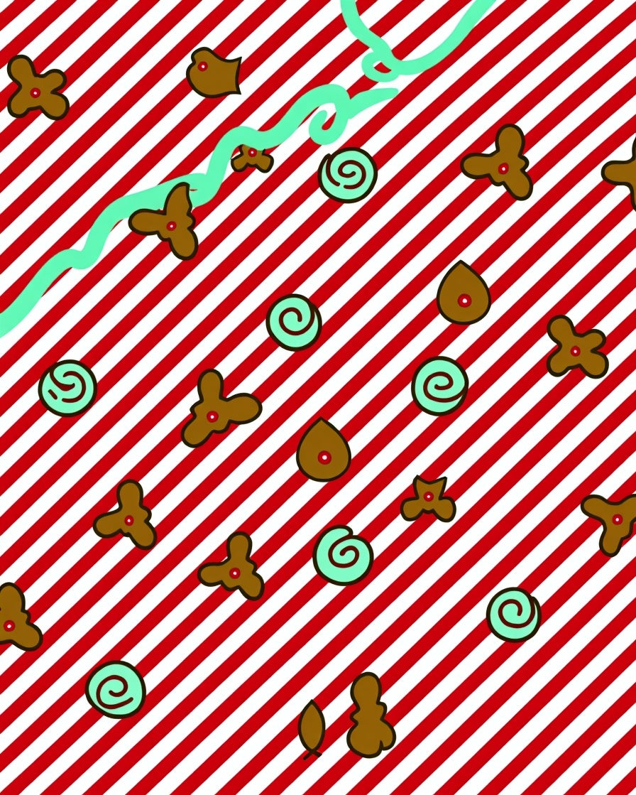 Red White Candy Cane Swirls Accents Rug