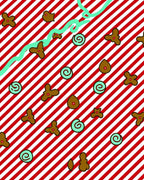 Red White Candy Cane Swirls Accents Rug