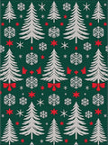 Green White Red Christmas Trees Snowflakes Rug