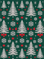 Green White Red Christmas Trees Snowflakes Rug