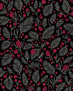 Bold Red Berry Winter Sprig Rug