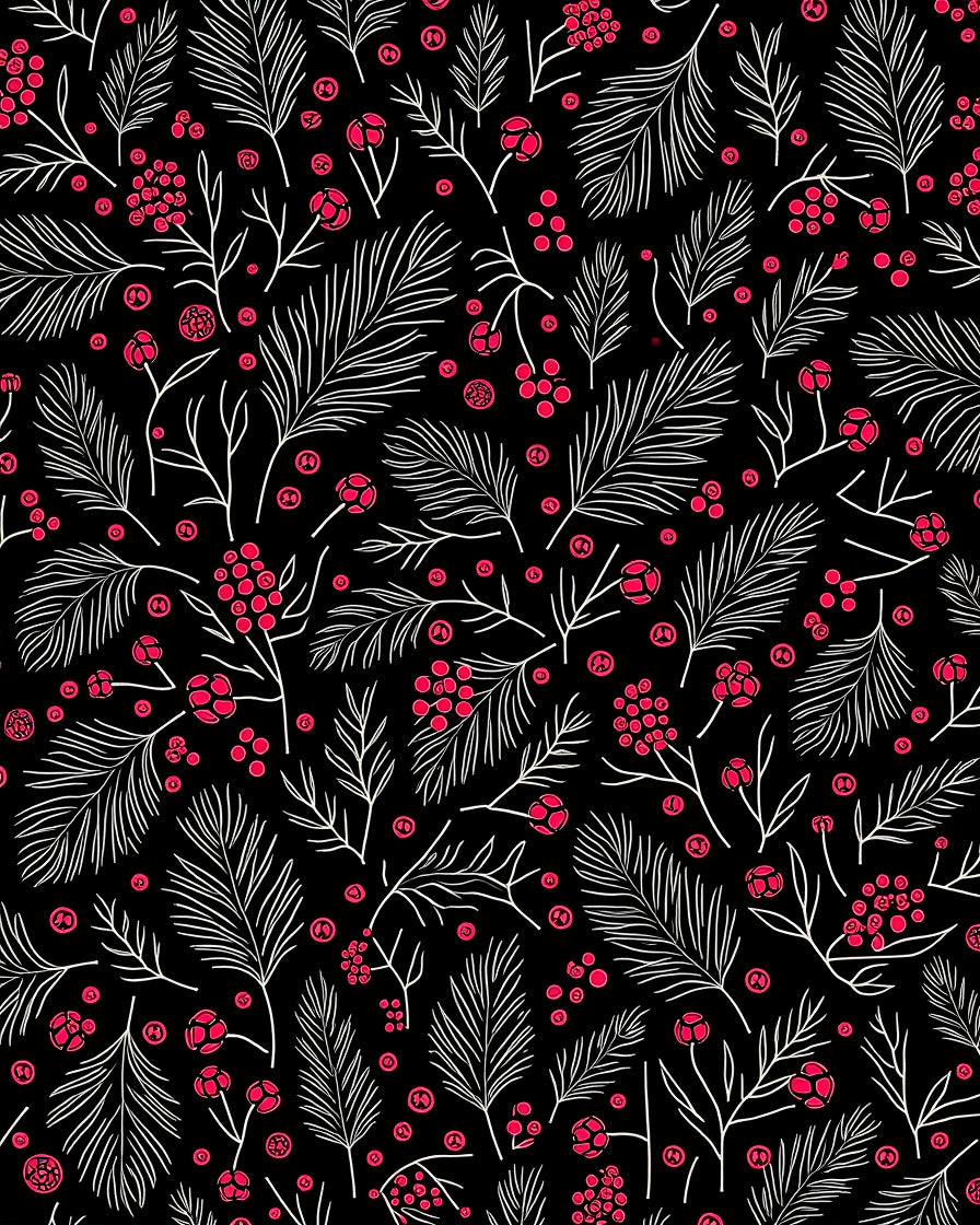 Bold Red Berry Winter Sprig Rug