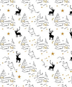 Gold Star Reindeer Sketchy Whimsy Rug