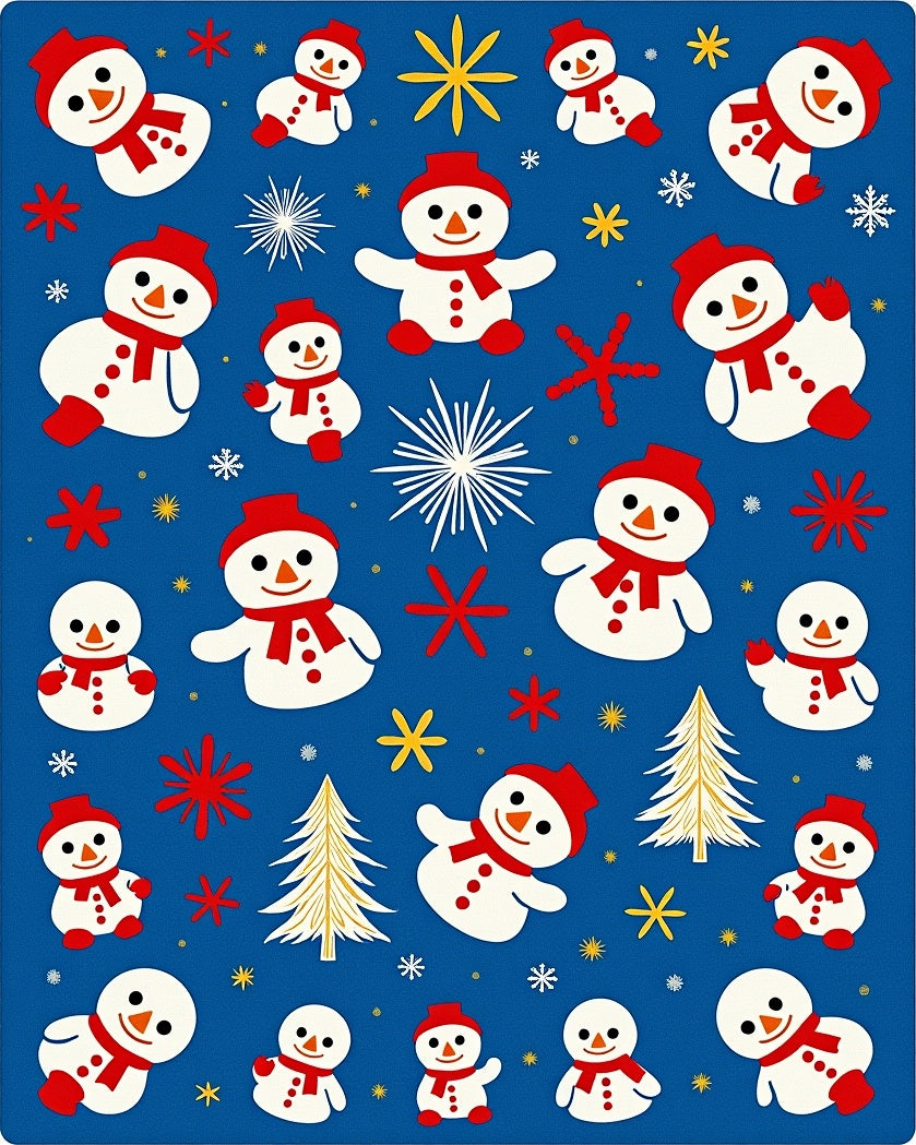 Whimsical Snowman Holiday Tree Scatter Rug