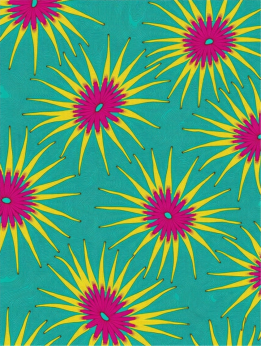 Vibrant Sunburst Turquoise Floral Rug
