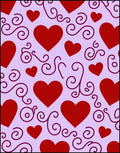 Red Hearts Lavender Swirls Rug