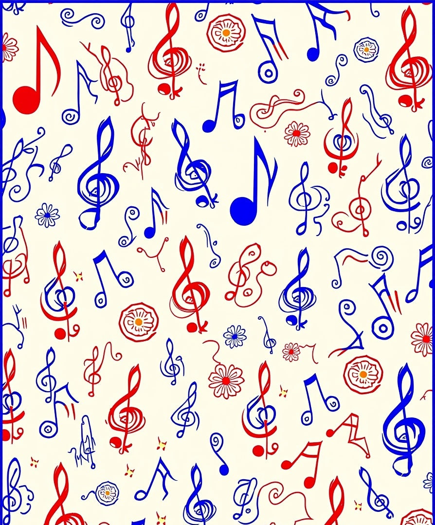 Red Blue Musical Notes Collection Rug