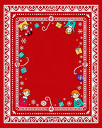 Festive Red Elf Christmas Gift Border Rug