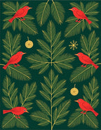 Crimson Birds Evergreen Holiday Garland Rug