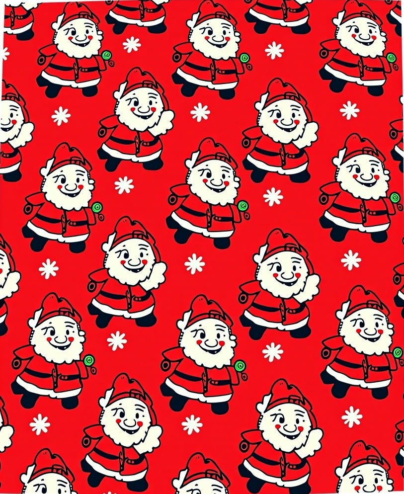 Red Santa Claus Snowflakes Repeating Rug