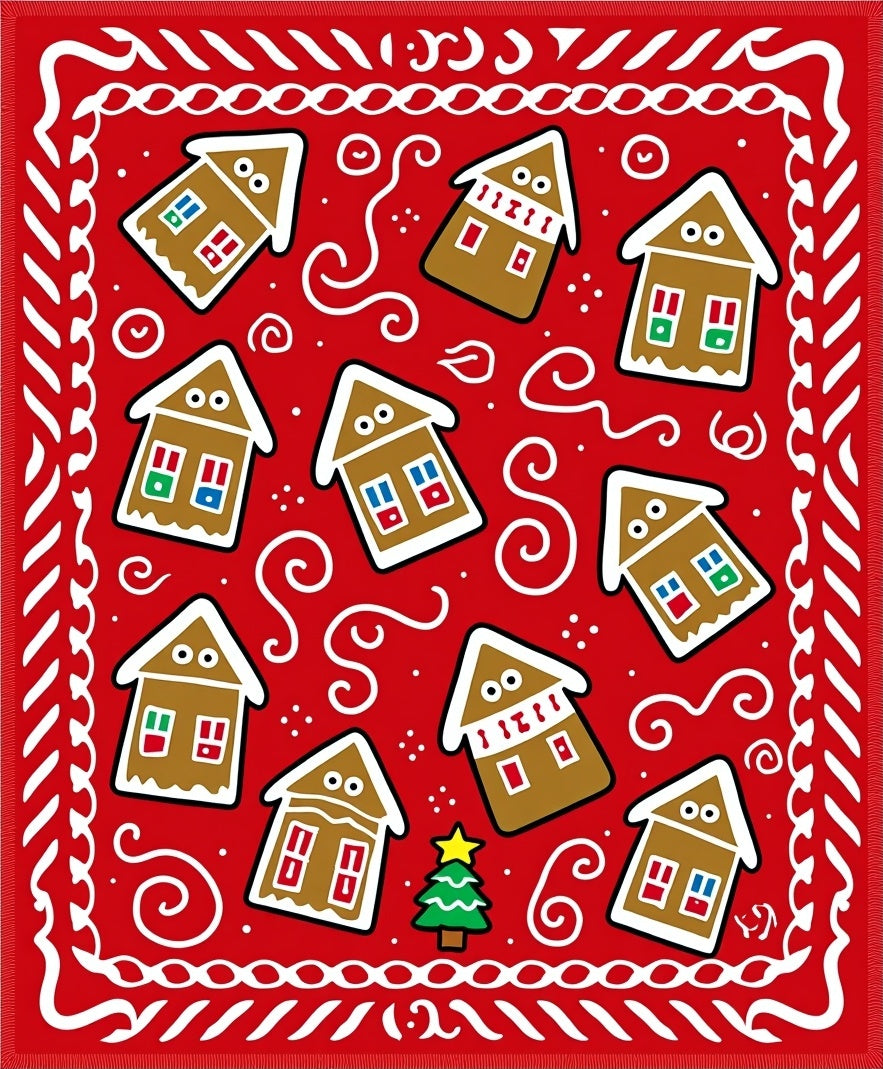 Cozy Gingerbread Houses Christmas Whimsy Rug