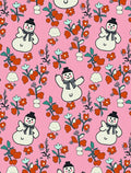 Pink Snowman Floral Whimsical Garden Rug