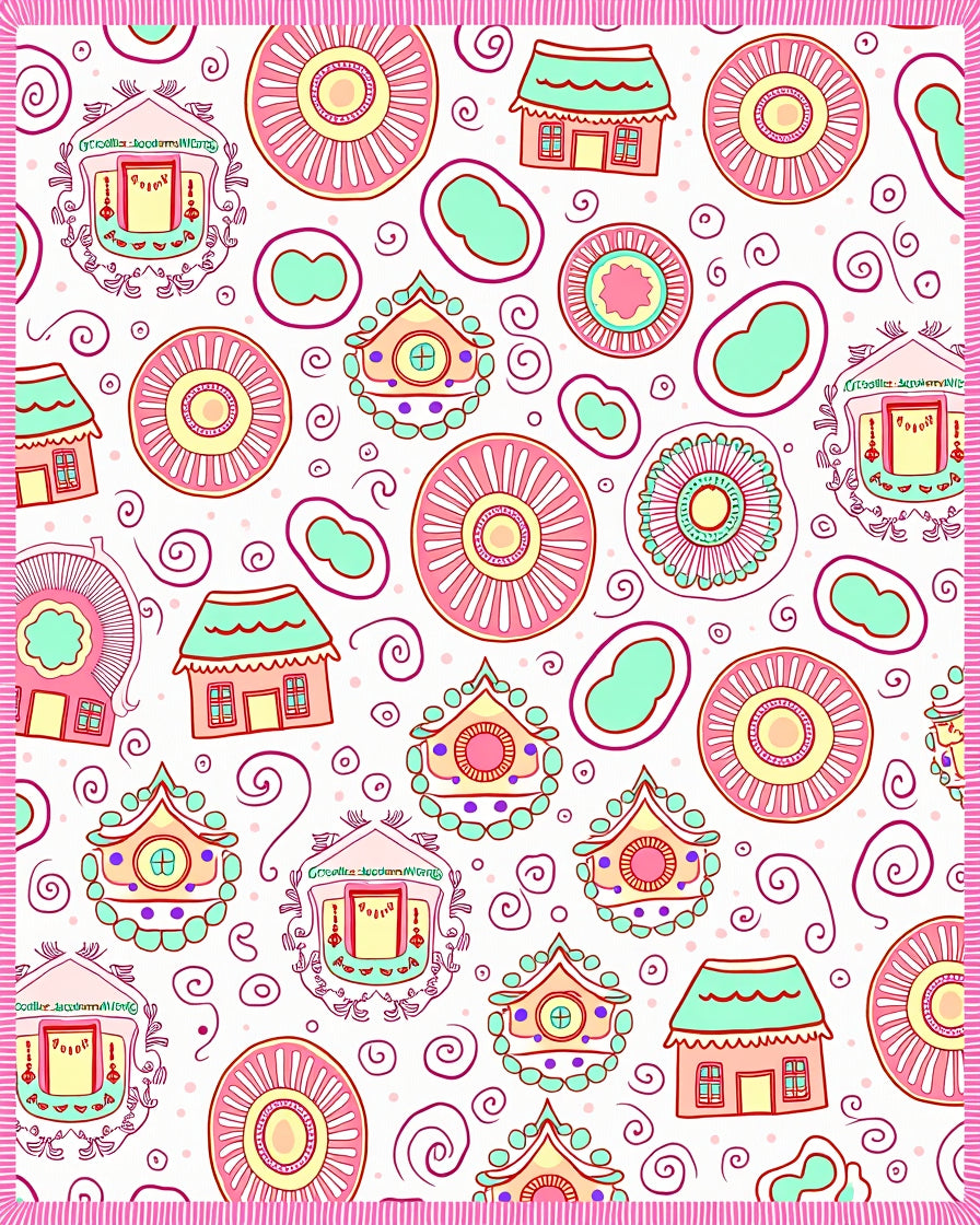 Whimsical Pink Coral House Blossom Rug