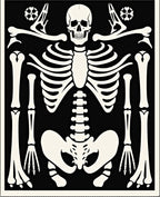 Black White Human Skeleton Illustration Rug