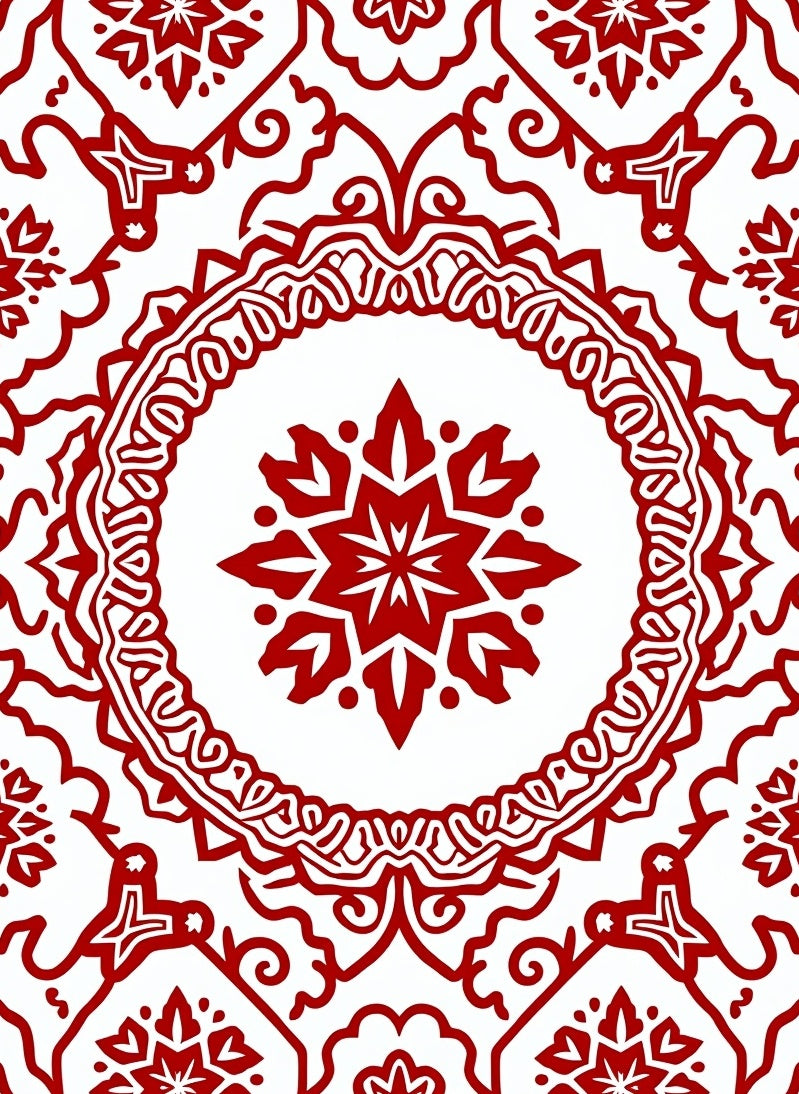Crimson Red Ornamental Medallion Rug