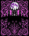 Vibrant Pink Haunted Castle Moon Rug