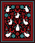 Winter Penguin Snowflake Antler Medallion Rug