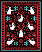 Winter Penguin Snowflake Antler Medallion Rug