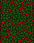 Bold Red Green Leaf Berry Collage Rug