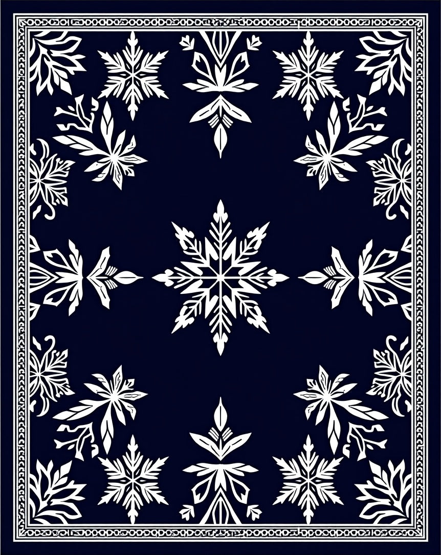 Midnight Snowflake Ornamental Frame Rug