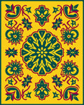Rich Amber Teal Medallion Garden Rug