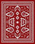 Crimson White Folk Art Medallion Rug