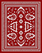 Crimson White Folk Art Medallion Rug
