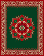 Rich Red Floral Medallion Emerald Border Rug