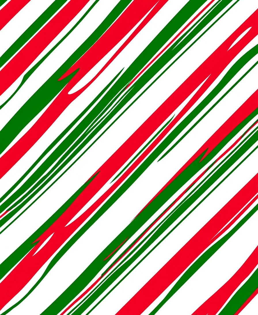 Red Green Diagonal Candy Cane Swirls Rug