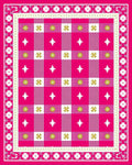 Vibrant Pink Gingham Floral Overlay Rug