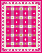 Vibrant Pink Gingham Floral Overlay Rug