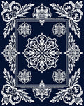 Rich Navy White Floral Mandala Rug