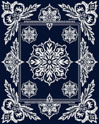 Rich Navy White Floral Mandala Rug