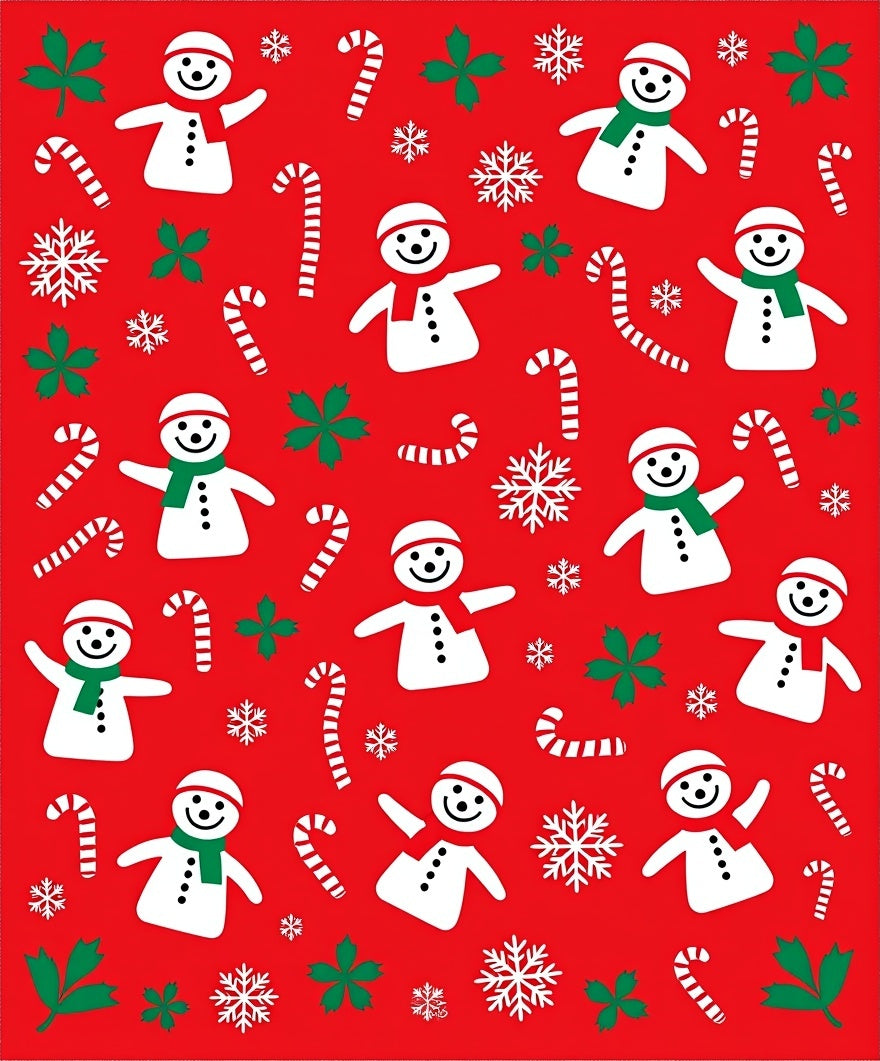 Festive Snowman Candy Cane Holly Rug