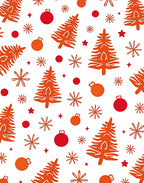 Orange Christmas Trees Festive Ornaments White Rug