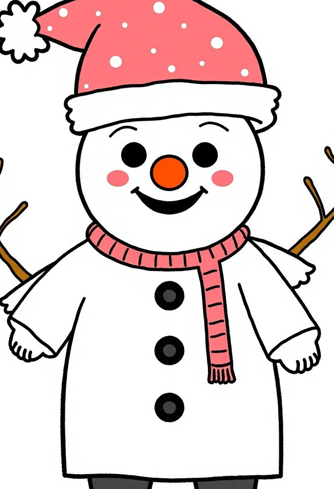 Pink Polka Dot Snowman Face Scarf Rug