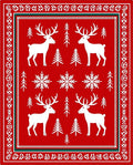 Bold Red Snow Reindeer Forest Rug