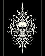Cream Skull Floral Swirl Accent Rug