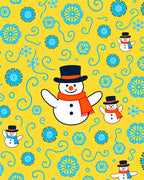 Cheery yellow snowman with blue snowflakes Rug