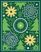 Festive Green Yellow Forest Celebration Rug