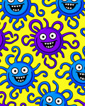 Funny Blue Purple Creatures Yellow Background Rug