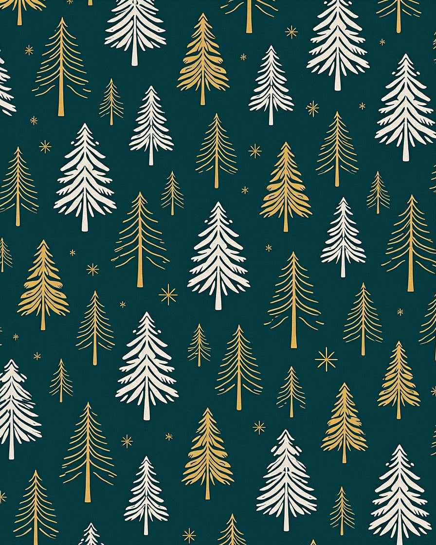 Evergreen Trees White Gold Rug