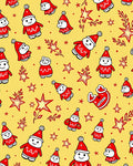 Whimsical Red Santa Folk Stars Rug