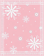 Feminine Pink Snowflake Winter Scene Rug